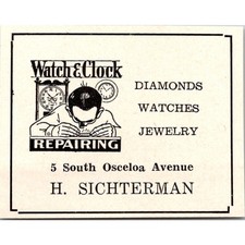 H. Sichterman Watch & Clock Repairing Diamonds 1950 FL Ad SAK1-S38