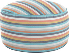 Sunbrella Corded Pouf Cushion - Round, Outdoor Stuffed Plush Ottoman  Foot Rest