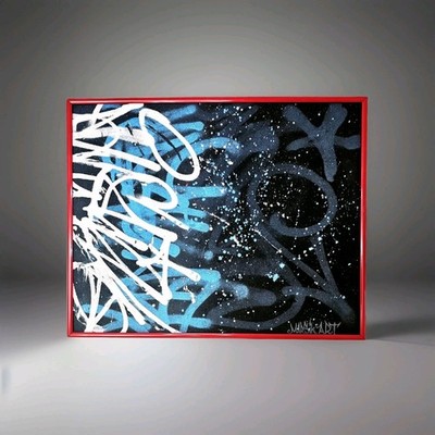 Bild Graffit Kunst Malerei Abstrakt Top Handgemalt Acryl Modern blau Top Art hit