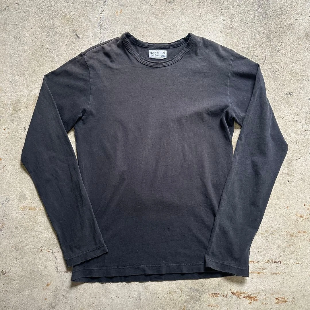 トップス Old agnes b. homme Graphic Long Sleeve 90s Agnes b Homme Long Sleeve T-Shirt Black Size S Fade Damage | eBay