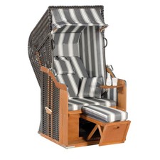 SunnySmart Rustikal Garten-Strandkorb 250 PLUS 1-Sitzer anthrazit/grau mit Kisse