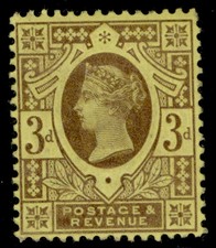 GB QV SG202 SPEC K32(1), 3d purple/yellow, M MINT. Cat £25.