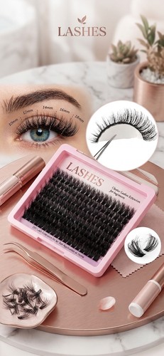 10Row 60D-120D Wispy Fluffy Lashes Clusters 10-18mm Mix DIY Individual Eyelashes