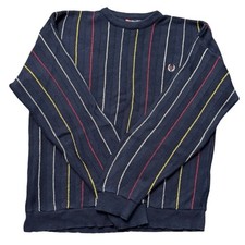 Vintage Ralph Lauren Chaps Sweater Mens XXL Navy Blue Vertical Stripe Colorful