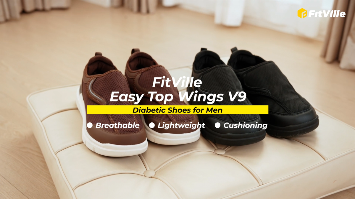 FitVille Mens Diabetic Shoes Wide Width for Swollen Feet with