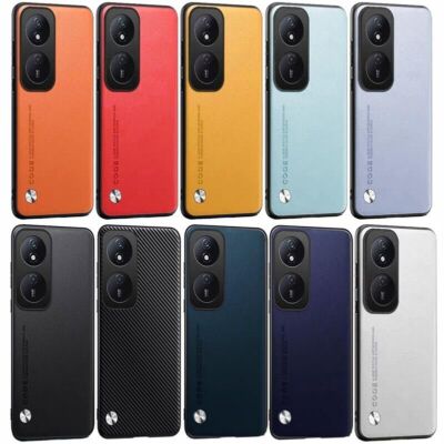 Hot For Honor X7b Play8T Play50+ Red Plain Leather Fabric Coated Rubber Case