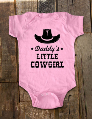 Daddy's Little Cowgirl - Mommy Aunt Uncle Baby Bodysuit Kids Toddler Youth Shirt