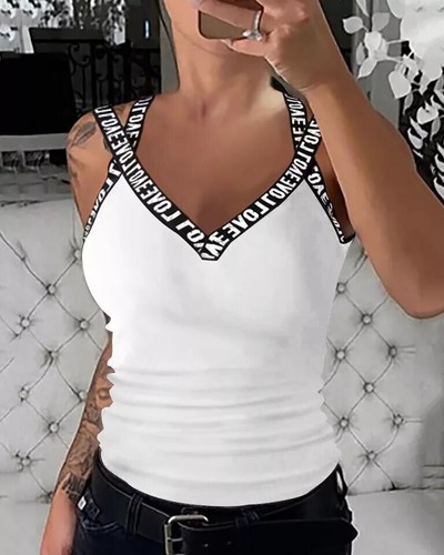 Mujeres Moda Sin mangas Camiseta Sexy Camiseta Chaleco Cuello en V Prenda para el torso sin mangas Blusa de ocio EE. UU. - Imagen 62 de 84