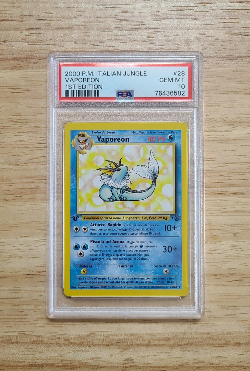 Pokemon PSA 10 GEM MINT 2000 Vaporeon 1st Edition Jungle