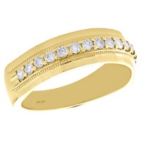 10K Gelbgold Rund Diamant Milgrain Ehering Kanal Set 7Mm Ring 1/2 Karat