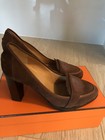 100% AUTH HERMES PUMPS COLOR BROWN HEEL SHOES SIZE 39 BOX DUST BAG — photo 2