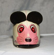 HTF 1950'S Koyo Kinzoku White  Pink Mouse JAPAN Tin Friction toy Works needTail