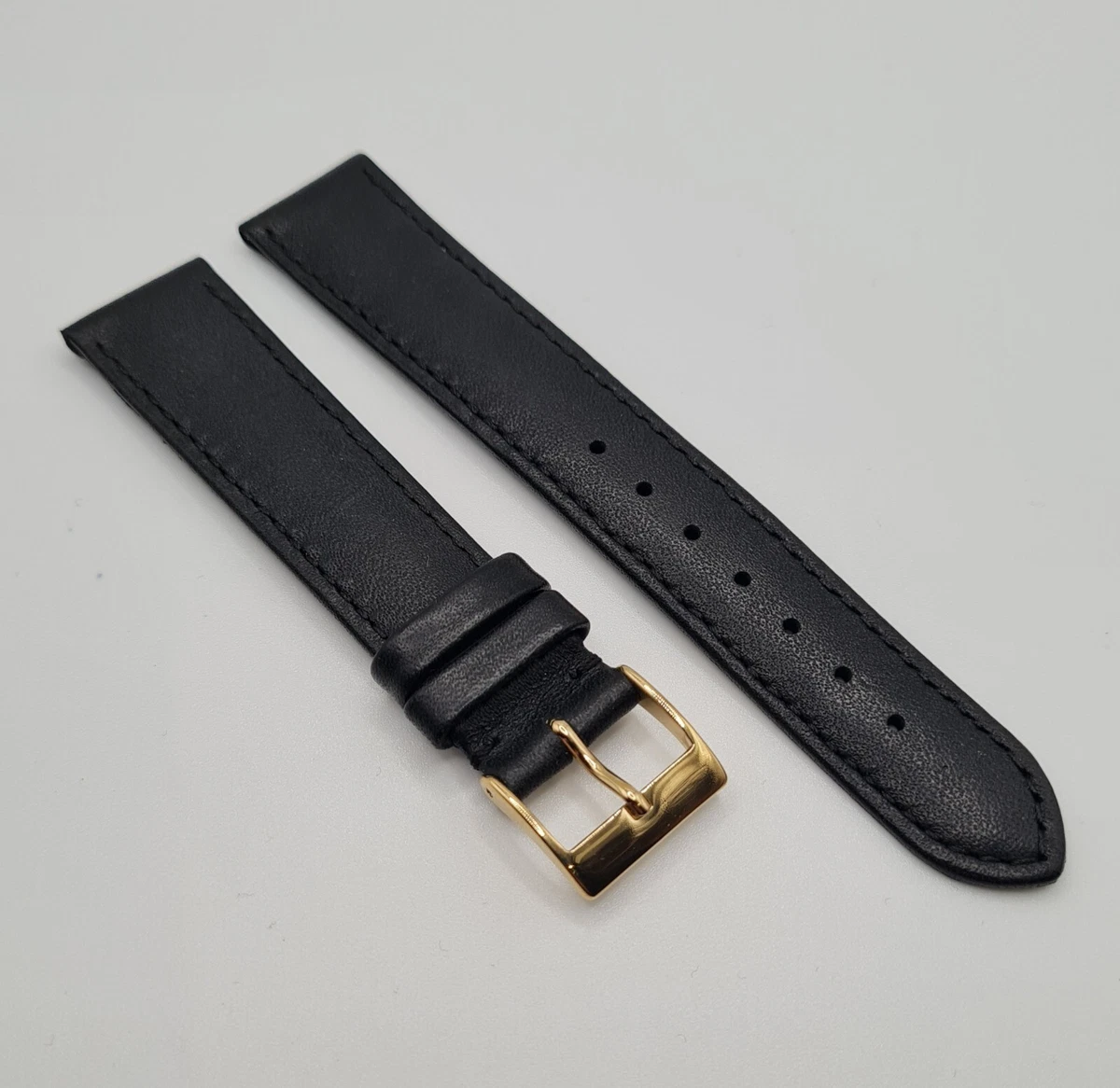 18mm Black Leather Watch Strap Condor Elite Waterproof NOS