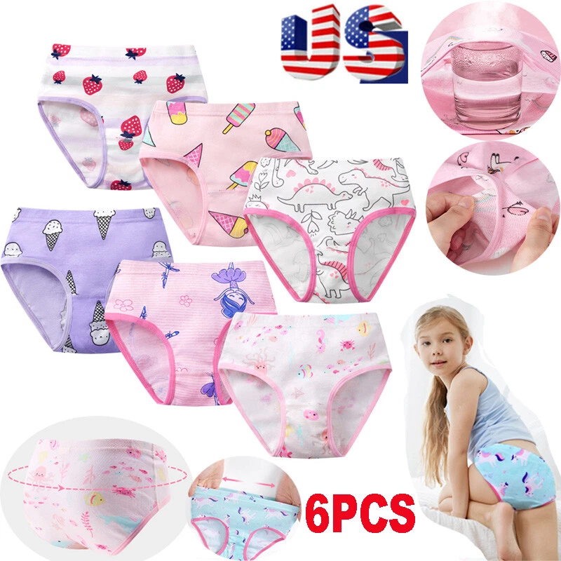 CSCHome 6 PCS Cute Girls Underwear with Patterns,Little Girls'briefs  Toddler Undies Underwear for Kids