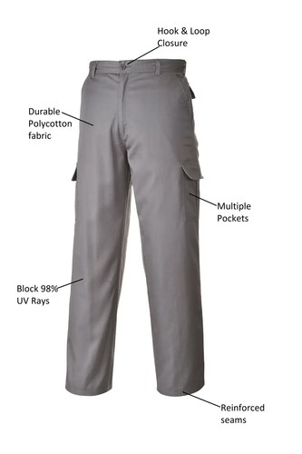 Portwest Mens Cargo Combat Trousers Lightweight Work Pants Cotton Bottoms C701 - 第 6/16 張圖片