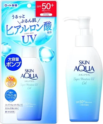 ROHTO *UK DISPATCH* Skin Aqua Super Moisture Gel Pump Sunscreen SPF 50+/PA++++ (140g)