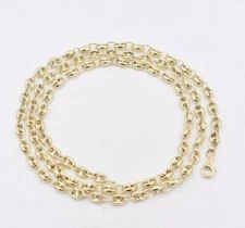 4mm Puffed Mariner Anchor Link Chain Necklace Real 14K Yellow Gold All Sizes