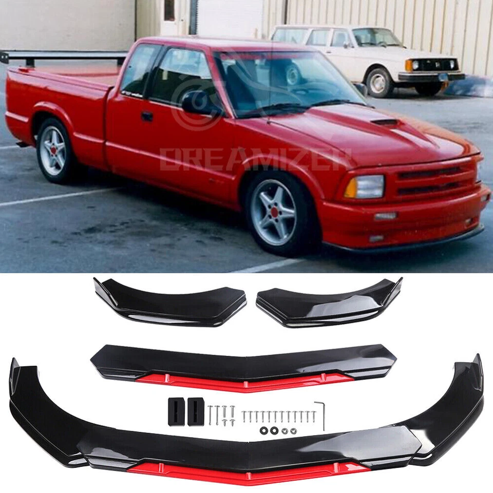 For Nissan Sentra Black+Red Strut Rods Body Kit Front Bumper Lip Splitter Foto 4 de 4