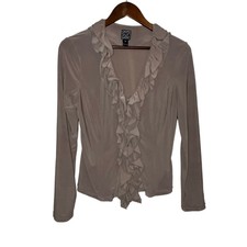 Clara Sun Woo Women's Brown Fitted Ruffle Jacket
