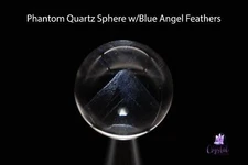Phantom Quartz Sphere 1.4"/35mm - Blue Angel Feather Inclusions