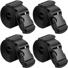 60" Long Utility Luggage Straps with Buckle Adjustable Black 4-Pack , 1.5"