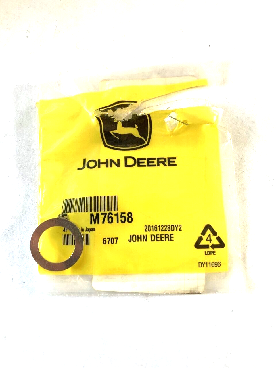 John Deere 1 NEW OEM M76158 Gasket ID 16 X OD 24 X T 1.0 for 