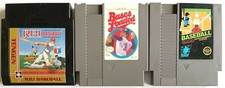 3 BASEBALL ORIGINAL VINTAGE NINTENDO NES GAME CARTRIDGES ~ BASES LOADED ~ R.B.I.