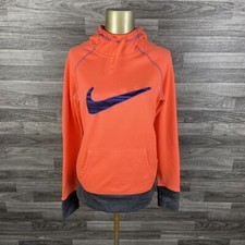 NIKE Therma-Fit Embroidered Pullover Neon Pink Sweatshirt Hoodie Women's Small