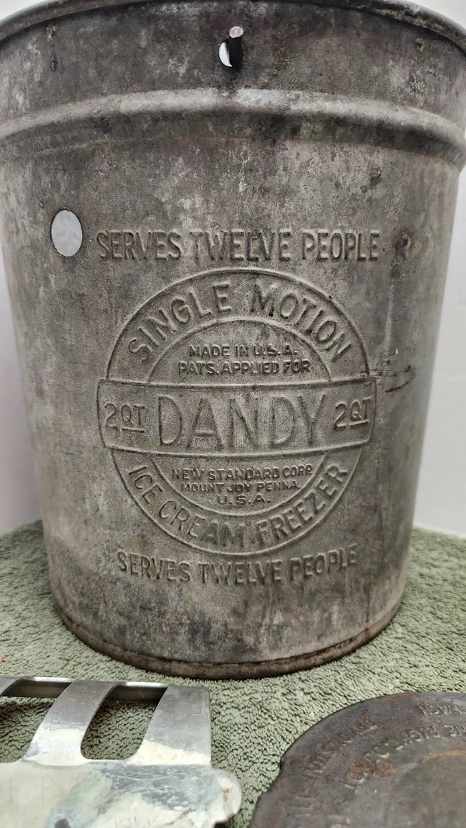 Antique Dandy 2QT Ice Cream Freezer Single Motion.