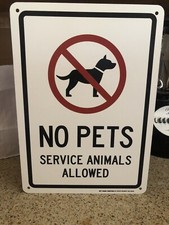 No Pets Service Animals Allowed Metal Sign Wall Plaque 14x10