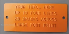 Orange Aluminum. DATA PLATE TAG Custom Personalized  Trailer Car Truck Boat HIN
