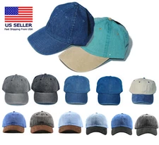 Jeans Dad hat Solid Plain Washed Denim Cotton Baseball Cap Hat 100% Cotton