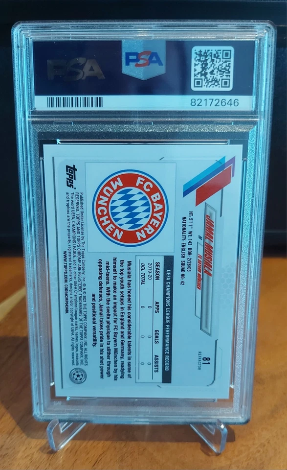 2020 Jamal Musiala Topps Chrome Refractor Rookie RC PSA 10 - Image 2 of 2