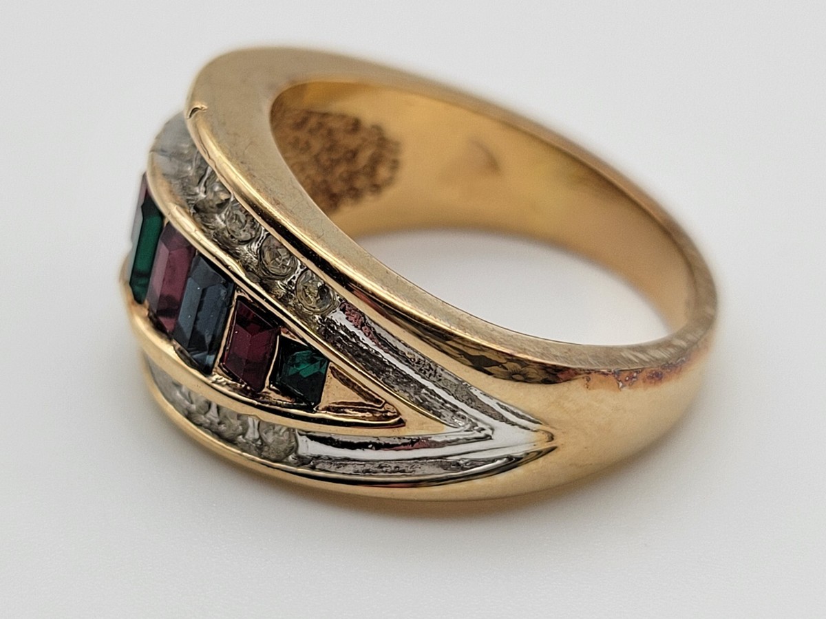 Vintage 18KT GE American Ring Company Multicolored