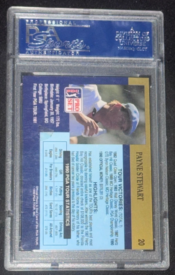 Payne Stewart "US Open Champ" Signed 1990 Pro Set Golf #20 Rookie Card Auto PSA - Image 3 of 3