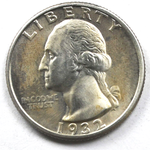 1932 D 25c Washington Silver Quarter Dollar Uncirculated Denver Cleaned - 第 1/2 張圖片