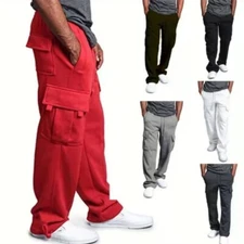 Men's Pants Cargo Sweatpants Pro Club Trousers Tracksuit Bottoms Jogging Sports