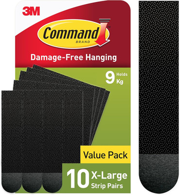 Command Klebestreifen, Vorteilspack 10X2 X-Large (20 Strips), Schwarz, Für Schwe