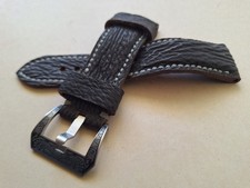 Correa de reloj genuina negra gris piel de tiburón 24 mm a medida hebilla decorada