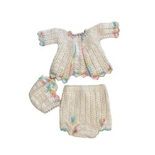 Vtg 80s 3 Piece Baby 3 6 Month Handmade Sweater Cardigan Cable Knit Crochet