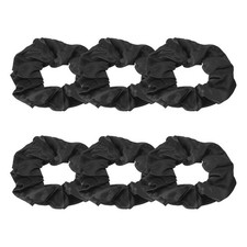 6Pcs Satin Hair Scrunchies Solid Hair Ties Black
