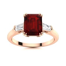 925 Silver Garnet Gemstone Art Deco Solitaire Throat Chakra Boho Ring