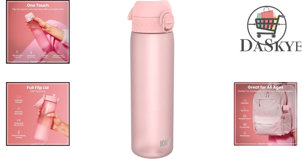 Eco-Friendly 18oz Water Bottle: BPA Free, Easy Clean, Travel Ready Pink Design - Image 2 of 4
