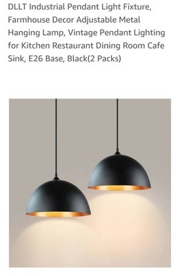 DLLT Industrial Pendant Light Fixture, Farmhouse Decor Adjustable Metal Lamp P6
