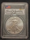 2024-(P) SILVER EAGLE STAR PRIVY PCGS MS70 FIRST DAY ISSUE EMILY DAMSTRA SIGNED