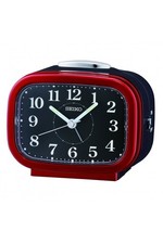 Image of Seiko Red Bedside Bell Alarm Clock with Light & Snooze 10cm QHK060Q