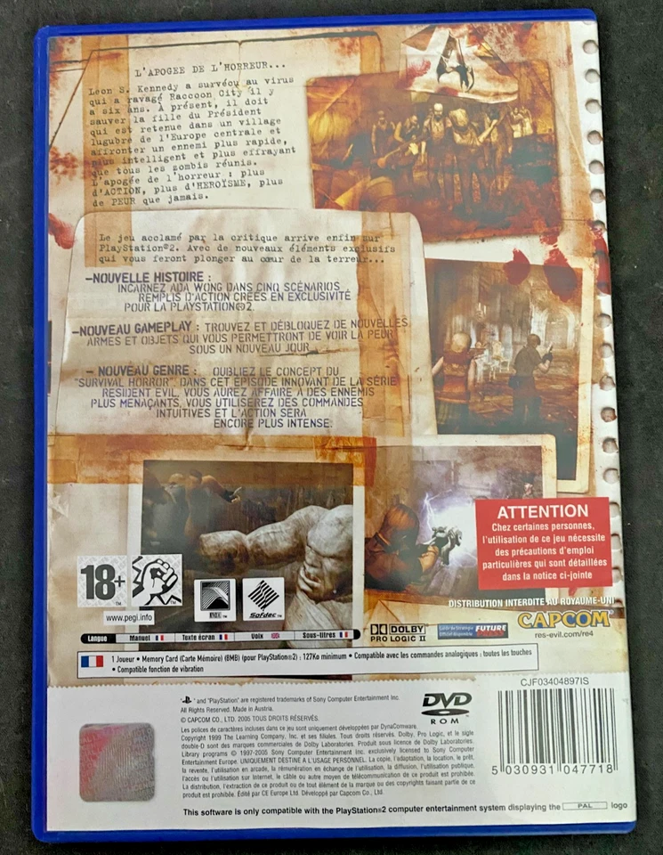 Sony Playstation 2 PS2 - Resident Evil 4 - PAL FR - Excellent état- Capcom - Photo 3/3