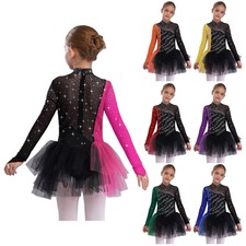 Kids Girls Dresses Latin Dancewear Dance Skirt Lyrical Leotard Training Jazz