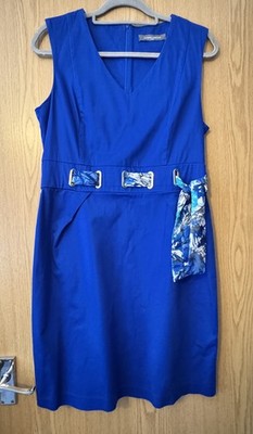 Sandro Ferrone Roma bright blue cotton stretch sleeveless dress siz 48 fit 12-14