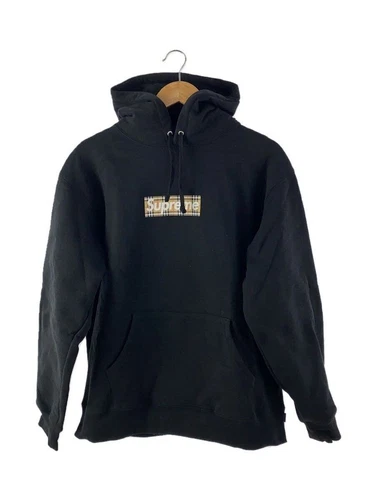 Felpa Supreme con cappuccio Burberry Box logo M cotone nero tinta unita usata